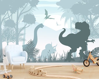 Dinosaur Wallpaper for Boys Room Removable. Trex Wall Mural. Jurassic Self Adhesive Wallpaper. Dinosaur Non-Woven for Nursery Playroom Decor