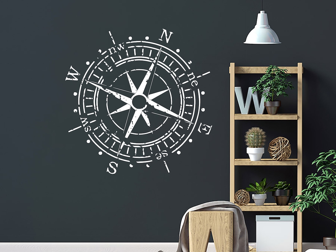 Compass Rose Wall Decal Nautical Compass Navigate Ship Vinyl Sticker ...