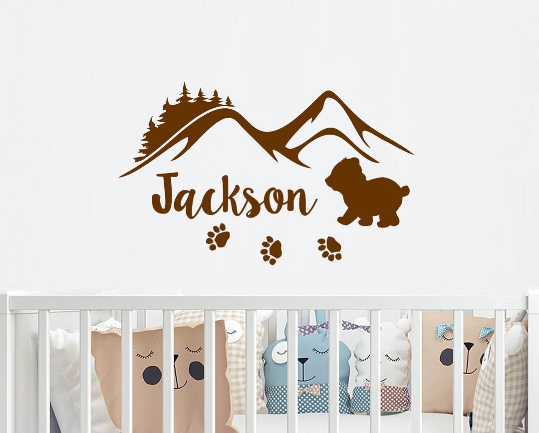 Boy Name Wall Decals Nursery Woodland Wall Sticker Nursery Etsy
