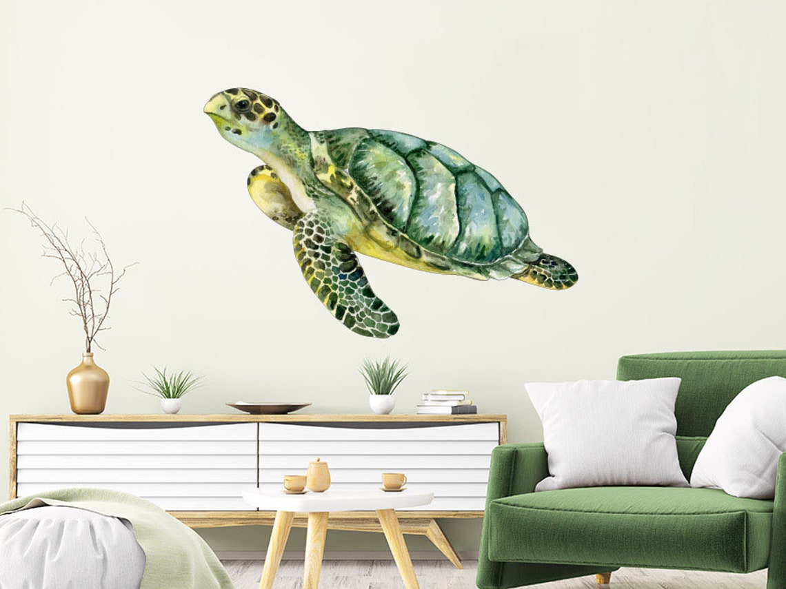 Sea Turtle Full Color Mural Turtle Wall Stickers Etsy UK