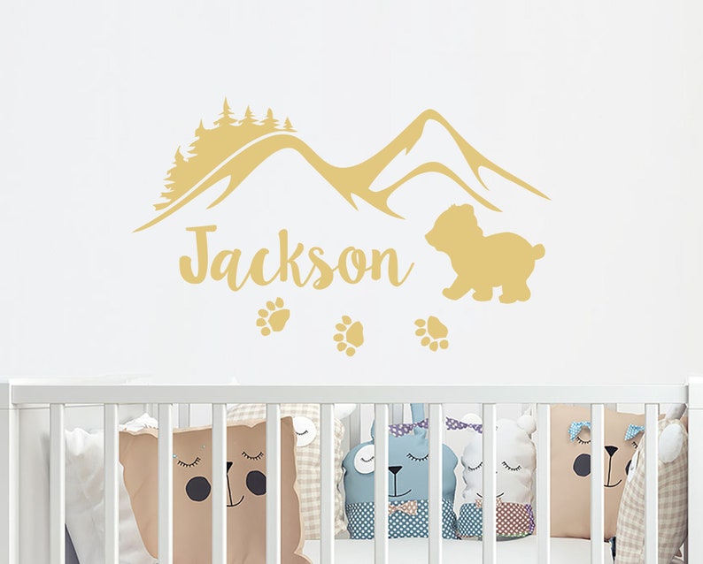 Boy Name Wall Decals Nursery Woodland Wall Sticker Nursery Etsy