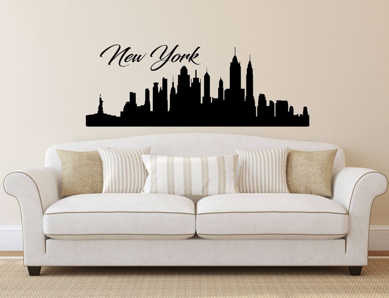New York Skyline Wall Decal Vinyl Sticker City Silhouette NYC Etsy