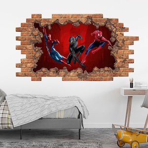 Spiderman Superhero Wall Sticker for Kids Boys Room. Spiderman Wall Mural. Superhero Playroom Decor. Spiderman Christmas Gift For Kids PS307