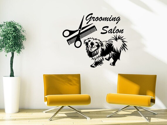 Grooming Salon Wall Art Dog Wall Stickers Grooming Salon Logo Decor C497 Grooming Salon Wall Decal Animals Petshop Vinyl Sticker 