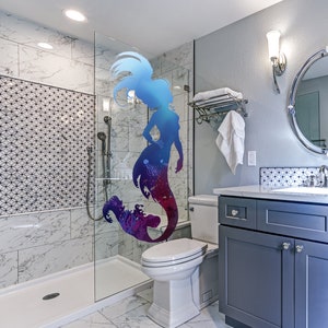 Mermaid Wall Decal. Mermaid Silhouette Full Color Murals. Ocean Mermaid Nymph Wall Stickers. Mermaid Removable Bathroom Decoration PS48