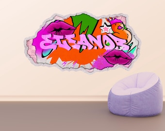 Custom Name Graffiti Wall Decal - Personalized Kids Wall Art, Urban Teen Room Decor, Girls & Boys Wall Sticker, Street Art Wall Mural