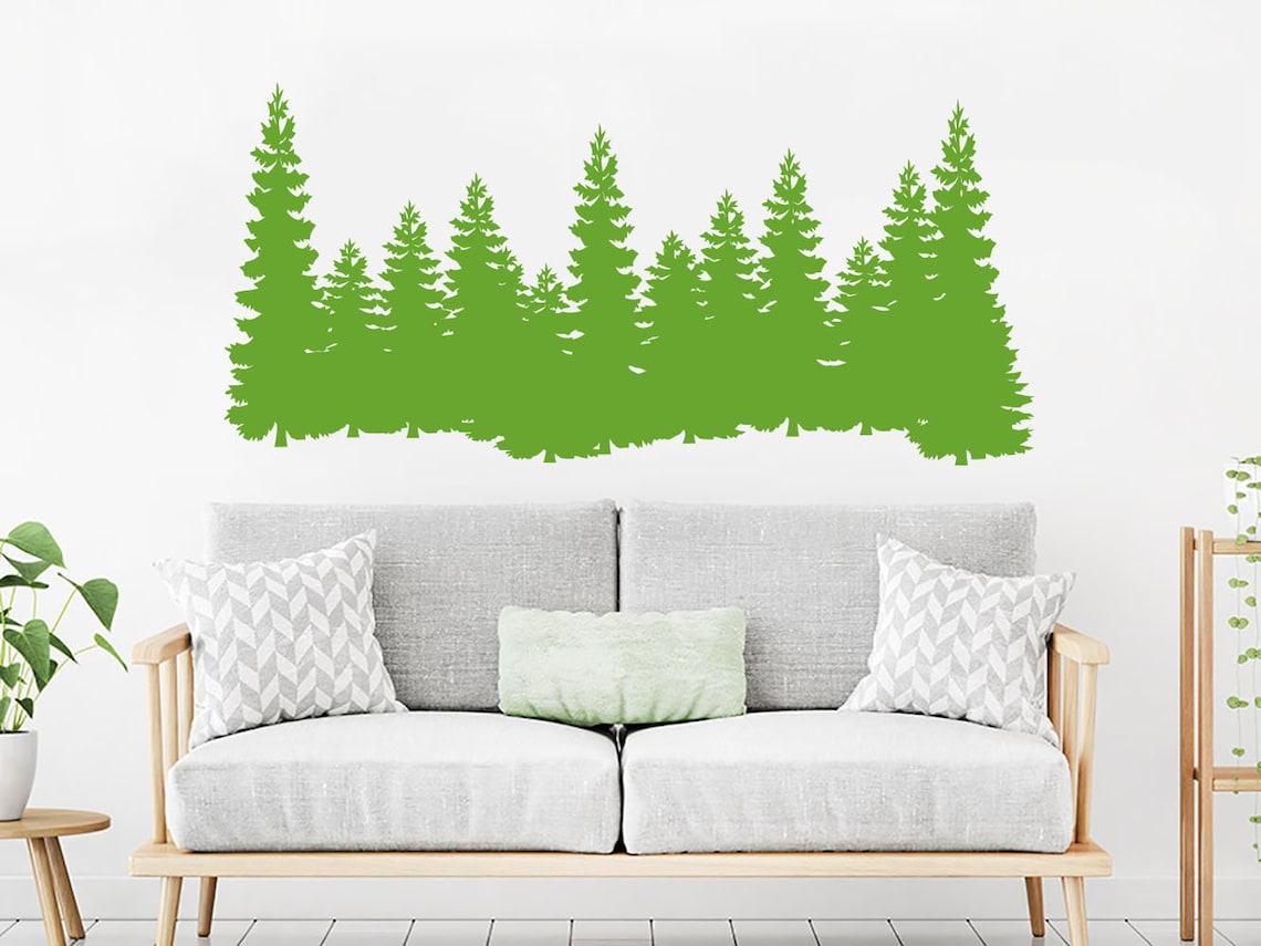 Pine Trees Wall Decal Forest Landscape Nature Vinyl Sticker Etsy