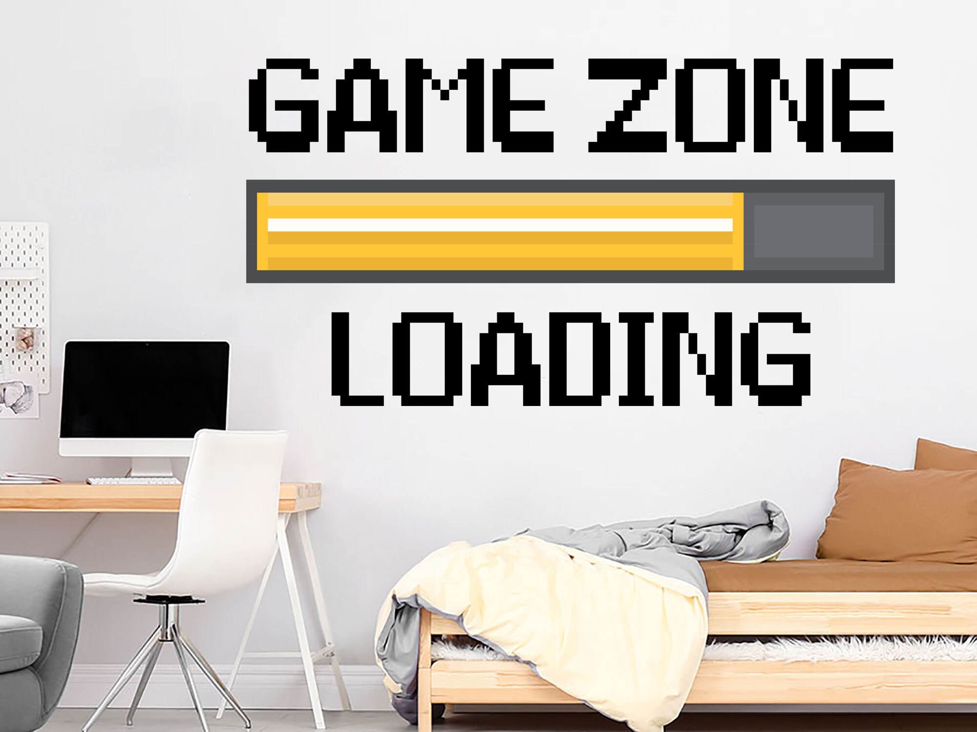 Gamer Wall Decal. Game Zone Loading Full Color Mural. Game Etsy