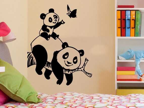 Panda Bear Wall Decals Animals Vinyl Sticker Living Room ...