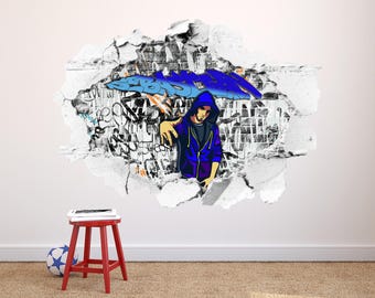 Personalized Graffiti Name Wall Decal - Street Artist Sticker, Urban Art Decor, Peel & Stick Vinyl for Teen Room, Custom Monochrome Wall Art