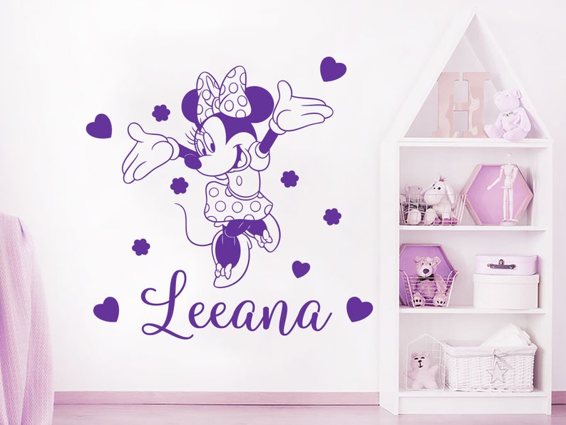 Above Crib Girls Mouse Decor Girls Name Wall Decal Personalized Name Girl Decals Girl Name Gift Decals C805 Custom Name Vinyl Sticker