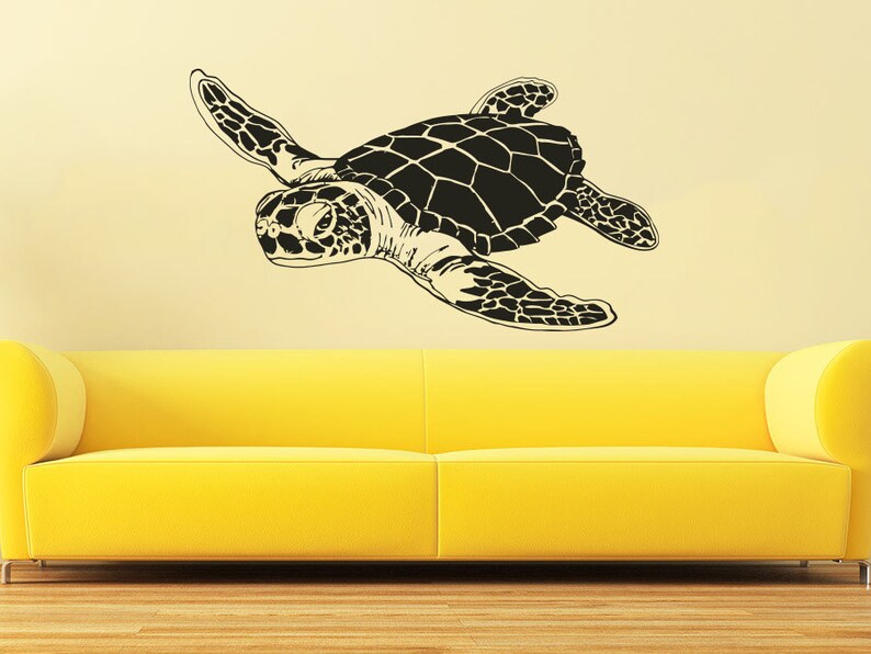 Sea Turtle Wall Decal Ocean Sea Animals Decals Wall Vinyl Sticker Interior Home Decor Family Art Wall Decor Bedroom C556
