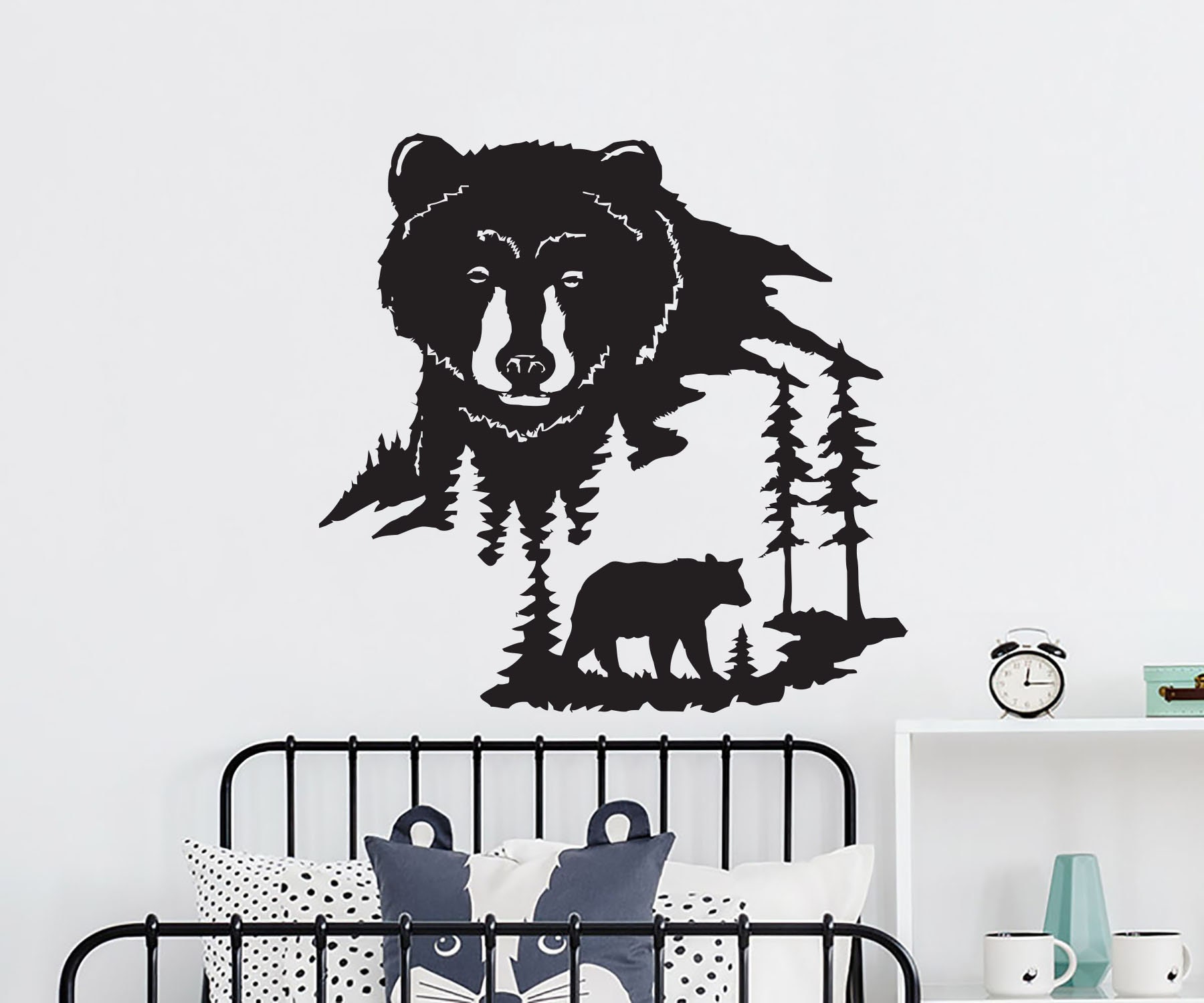 Bear Animal Wall Decal. Bear Wall Sticker. Woodland Living Etsy