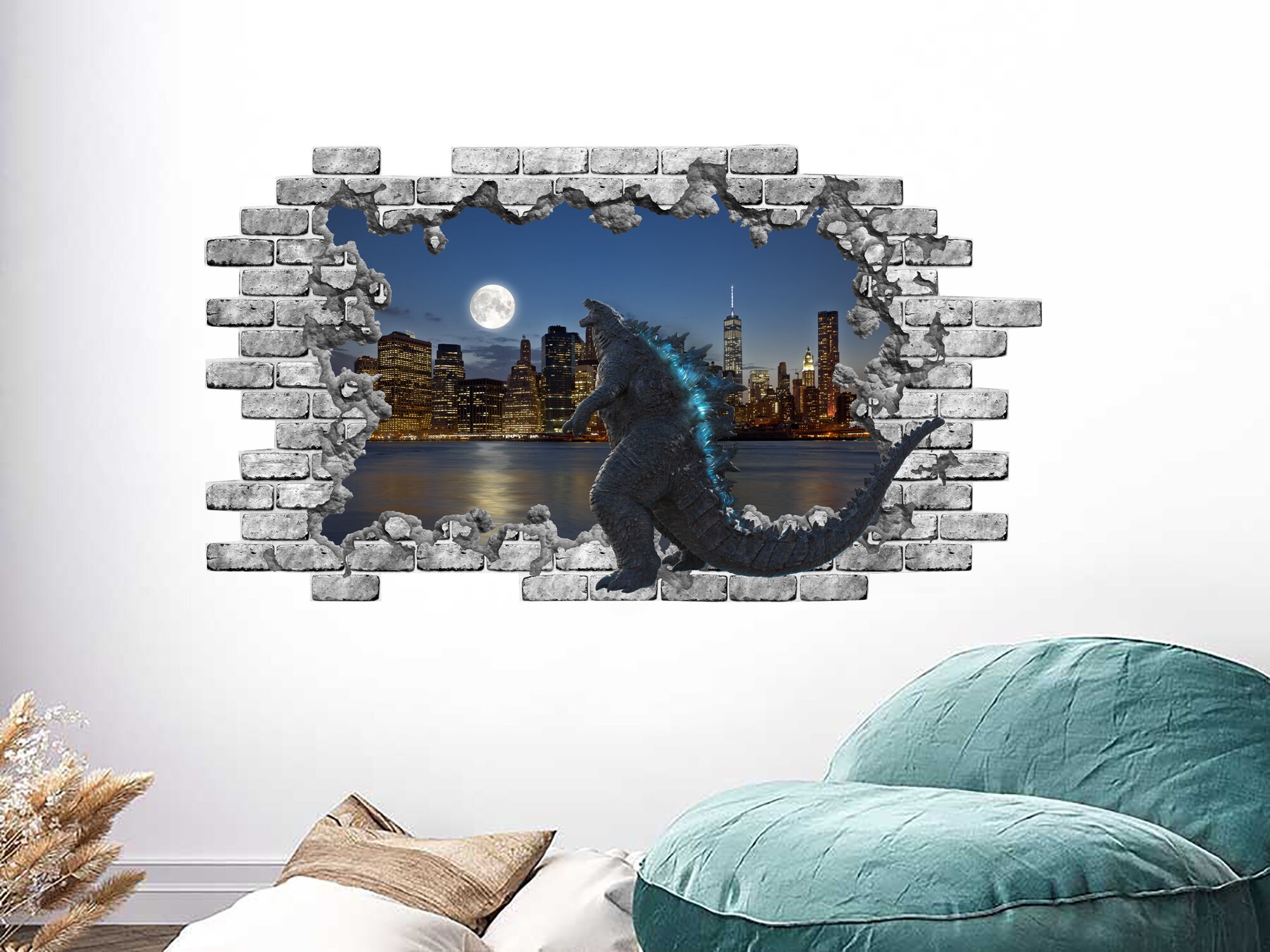 3D Godzilla King Wall Decal. Godzilla Movie Vinyl Sticker Etsy