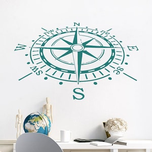Compass Wall Decal Compass Rose Nautical Vinyl Sticker Navigation Home Interior Design Art Wall Murals Bedroom Decor C81