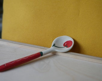 Ceramic Spoon-Handmade Pottery Spoon-Porcelain spoon-Cherry Spoons-Tea or Coffee Mug Spoon-Stoneware Spoon-Hand built ceramic spoon