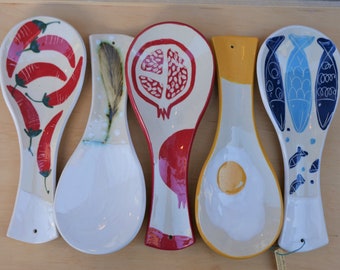 Ceramic Spoon Rests-Handmade Pottery Spoon Rests-Ceramics and Pottery-Different Spoon Rests-Ceramic Spoon Rests-Stoneware Art Spoon Rests