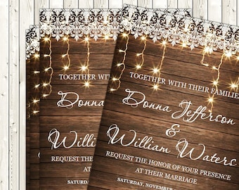 Mason Jar Wedding invitation, Country Rustic Mason Jar Wood Wedding Invite, Printable Invitation, code-039