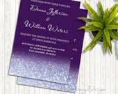 Purple Wedding Invitation Printable, 5x7 inhes, Editable in Microsoft Word, Digital Invitation, code-034-4