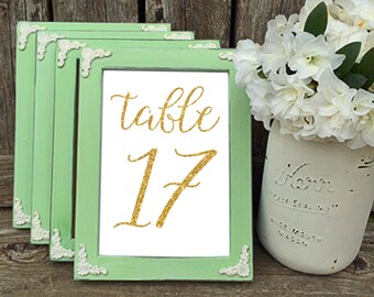 Instant Download Printable Gold Table Numbers, Table Numbers Wedding, DIY Table Numbers, code-25-2