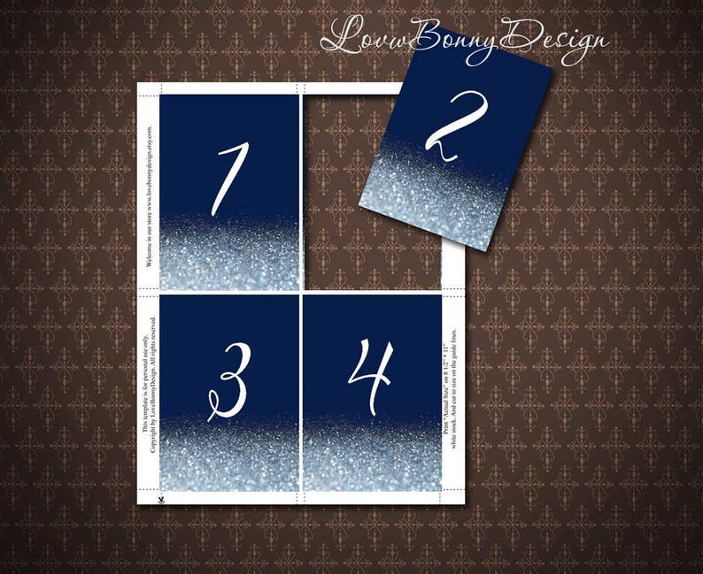 code-034 Navy Table Numbers 1-32 Navy Wedding Decor Table Numbers Printable Double-sided