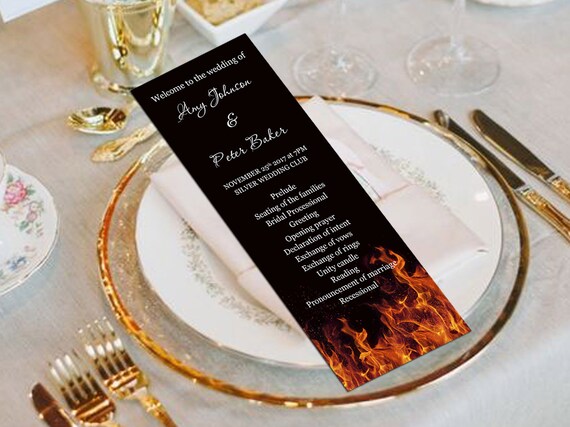 Program Templates Fire And Ice Party Wedding Program Etsy