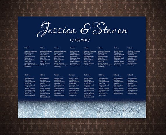 Wedding Seating Chart Poster Alphabetical Order