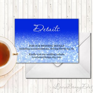 Modèle de carte Royal Blue Silver Glitter Details, Texte modifiable, Microsoft Word, Téléchargement instantané, code 034-5