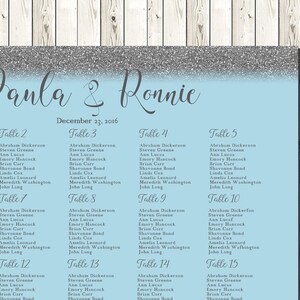 Bruiloft zitplaatsen grafiek, lichtblauw en zilver, alfabetische volgorde, tabelvolgorde, Marine en Blush roze bruiloft, bloemendecor, code-048-1