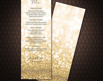 Gold Glitter Menu Card, Dinner Party Menu, DIY Menu Card, Instant download, Printable wedding menu, code-030