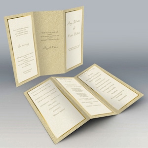 Trifold Program Template, Gold Wedding Program, Instant download, Printable wedding program, code-043