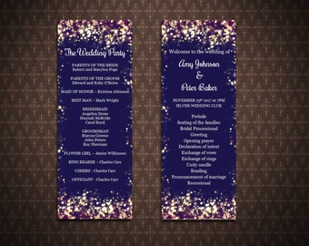 Gold Glitter Wedding Program Template Editable Text DIY | Etsy
