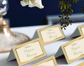 Gold Wedding Place Cards, Avery 5302, DIY Fold over Place Cards Printable, DIY Instant Download, code-043