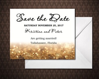 Gold Save the Date Card, Save the Date Template, Instant Download, Save the Date, doc, Microsoft Word, code-22