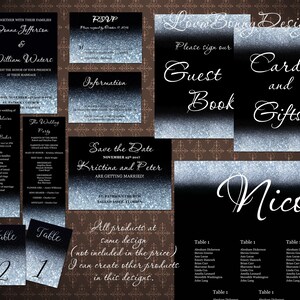 Black and Silver Glitter Sparkles, Silver and Black DIY Printable Wedding Program, Instant download, Editable wedding program, code 034-1 image 3