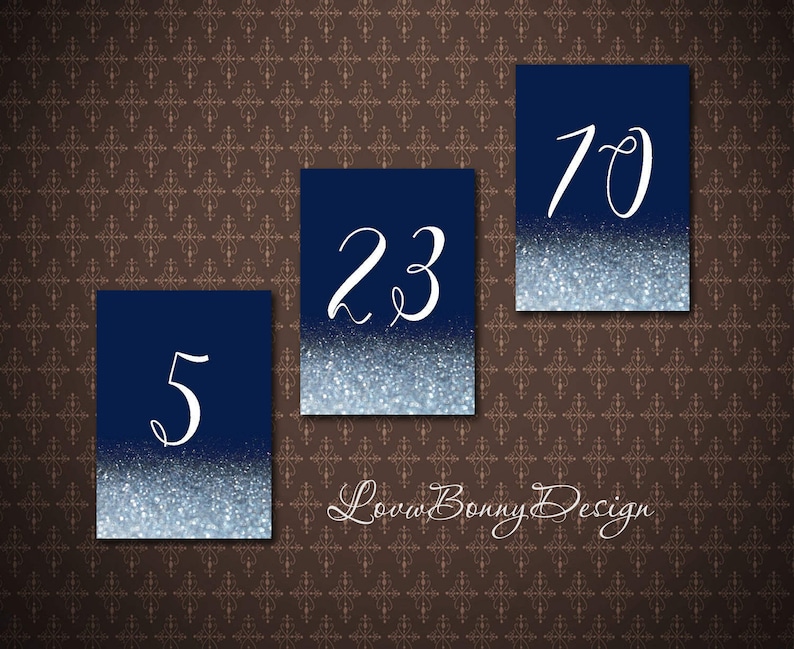 code-034 Navy Table Numbers 1-32 Navy Wedding Decor Table Numbers Printable Double-sided