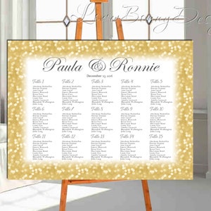 Gold Glitter Seating Chart, Sweet 16 Birthday,Wedding Table Plan, Table Number & Alphabetical, code-048-6