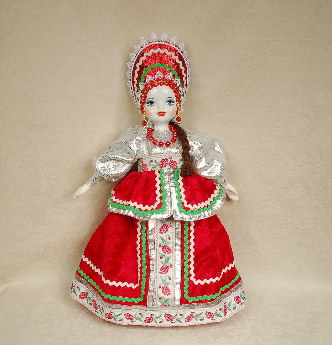 Red Russian Porcelain Art Doll 19 inches Collectible handmade Etsy