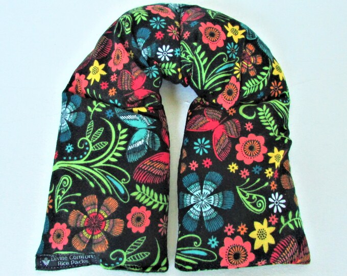 Butterfly Microwave Unscented Rice Heat Pack Bag, Long Neck Wrap Heating Pad Hot Cold Pack