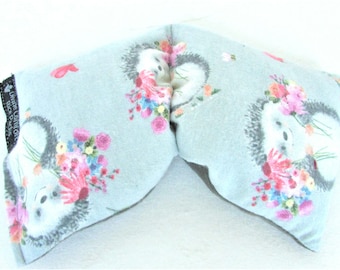Hedgehog Print Cotton Flannel Eye Pillow, Hot Cold Rice Pack