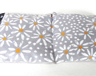Almohada para ojos de margarita gris, paquete de arroz sin aroma, terapia de frío y calor