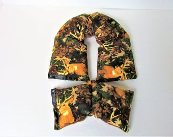 Heating Pad Rice Gift Set Dad Man,Unscented Hot Cold Camo Flannel Hot Pack, Muscle Tension Natural Pain Relief Neck Wrap Eye Pillow