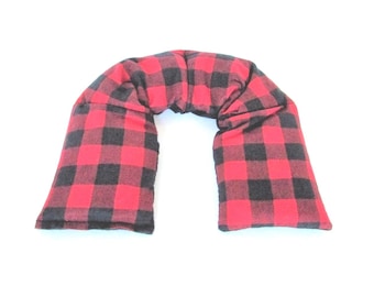 Red Buffalo Check Neck Heat Pack, Rice Heating Pad, Stress Relief Gift