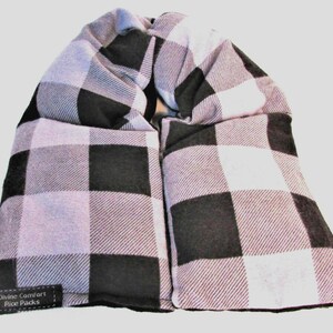 Microwave Neck Warmer: Unscented Rice Heating Pad, Black Checkered Flannel,