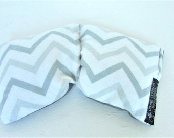 Chevron Eye Pillow, Gray White Flannel, Rice Therapy Pack