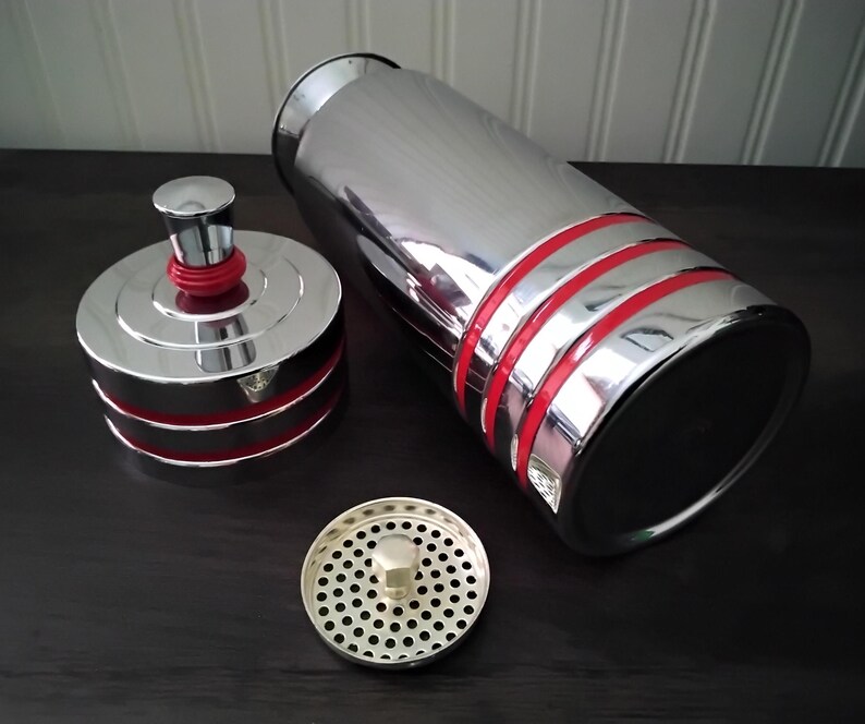 Vintage 1930's Chase Cocktail Shaker With Red Bands "EXTREMELY RARE" image 7