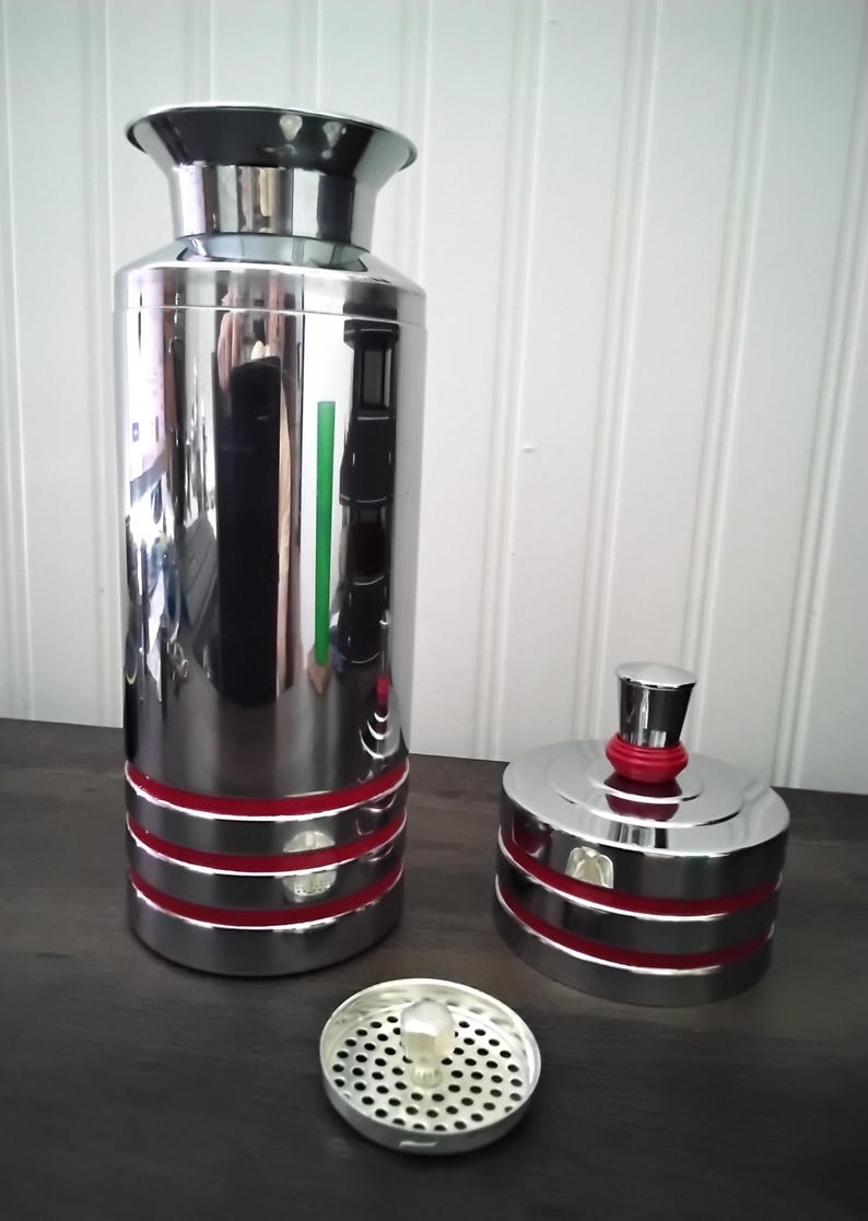 Vintage 1930's Chase Cocktail Shaker With Red Bands "EXTREMELY RARE" image 8