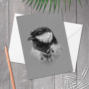 Carte de voeux A5 mésange charbonnière, carte d'anniversaire d'oiseau de jardin britannique, art d'oiseau dessiné à la main, carte de toute occasion pour amateur d'oiseaux, (parus major)