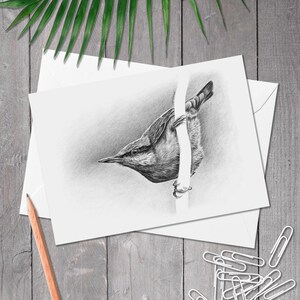 A5 Kleiber Geburtstagskarte, Kleiber Geburtstagskarte, Kleiber Geburtstagskarte, Handgezeichnete Vogelkunst, Jede Anlasskarte für Vogelliebhaber, (Sitta Europaea)