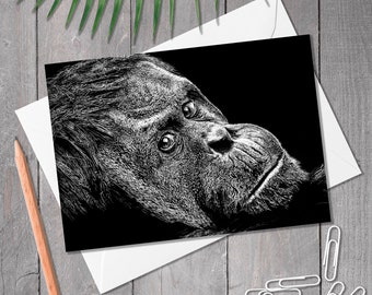 Orangutan greeting card, A5 card, orangutan illustration notecard, thank you, birthday, anniversary, wedding, animal art card